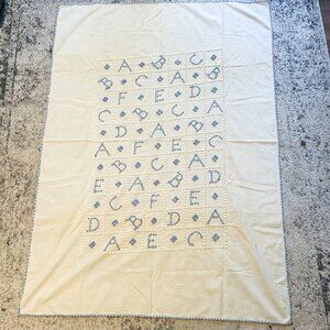 Vintage Handmade Alphabet Embroidered Baby Blanket